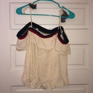 White, Red, and Blue off the shoulder top